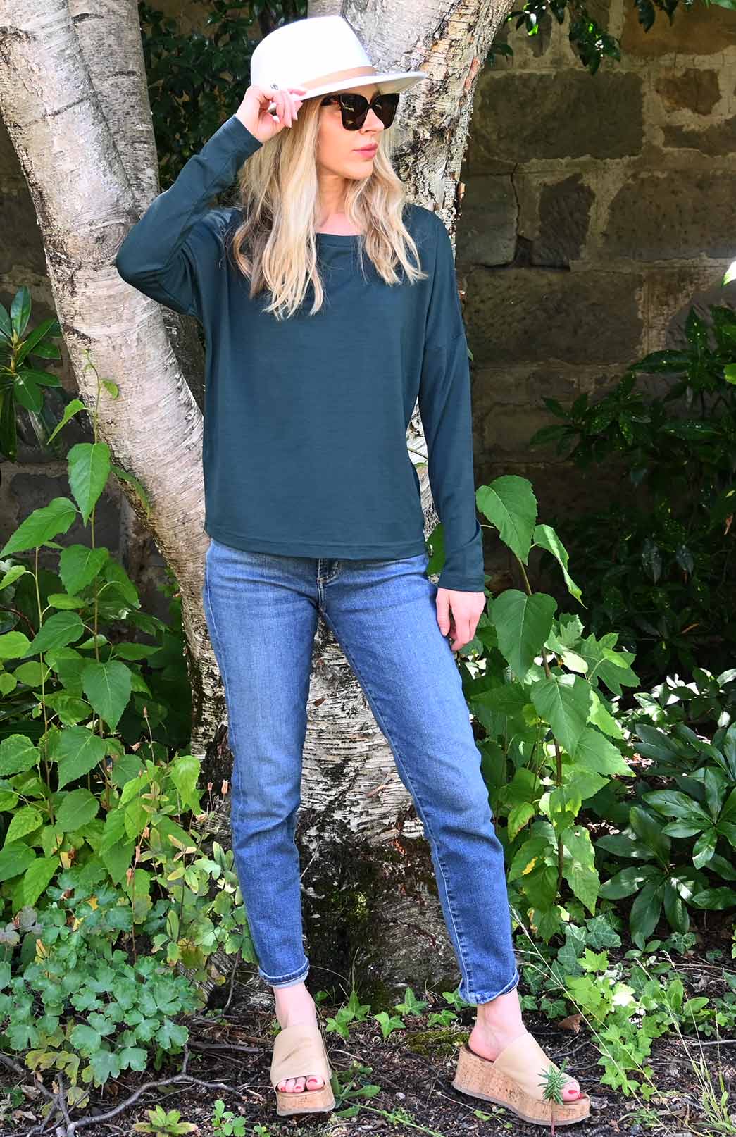 Deep Sea Green Women&#39;s Merino Wool Cruise Top
