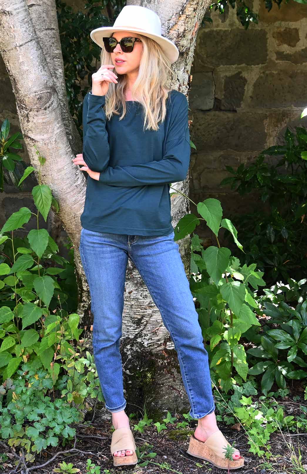 Deep Sea Green Women&#39;s Merino Wool Cruise Top
