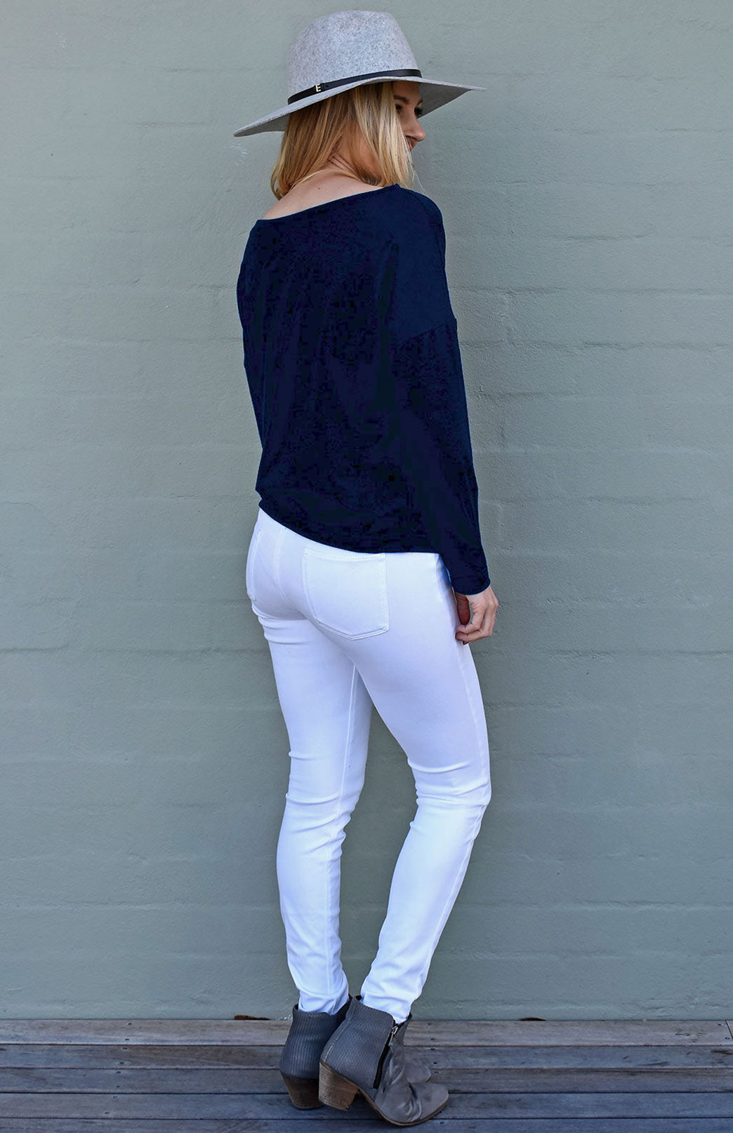 French Navy Blue Women's Merino Wool Cruise Top