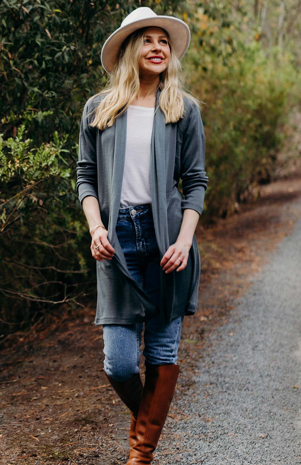 Slate Grey Women's Merino Wool Drape Cardigan