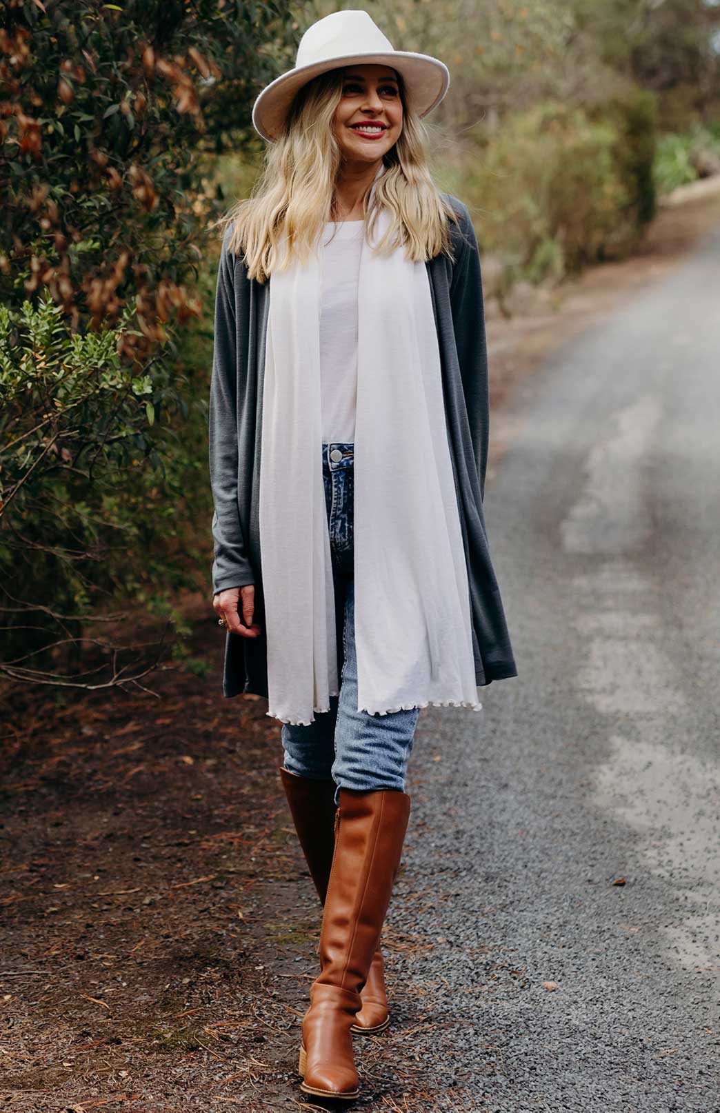 Slate Grey Women's Merino Wool Drape Cardigan