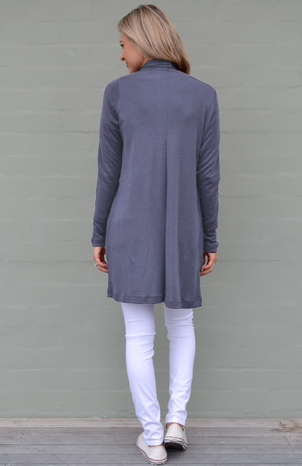 Crown Blue Women's Merino Wool Drape Cardigan