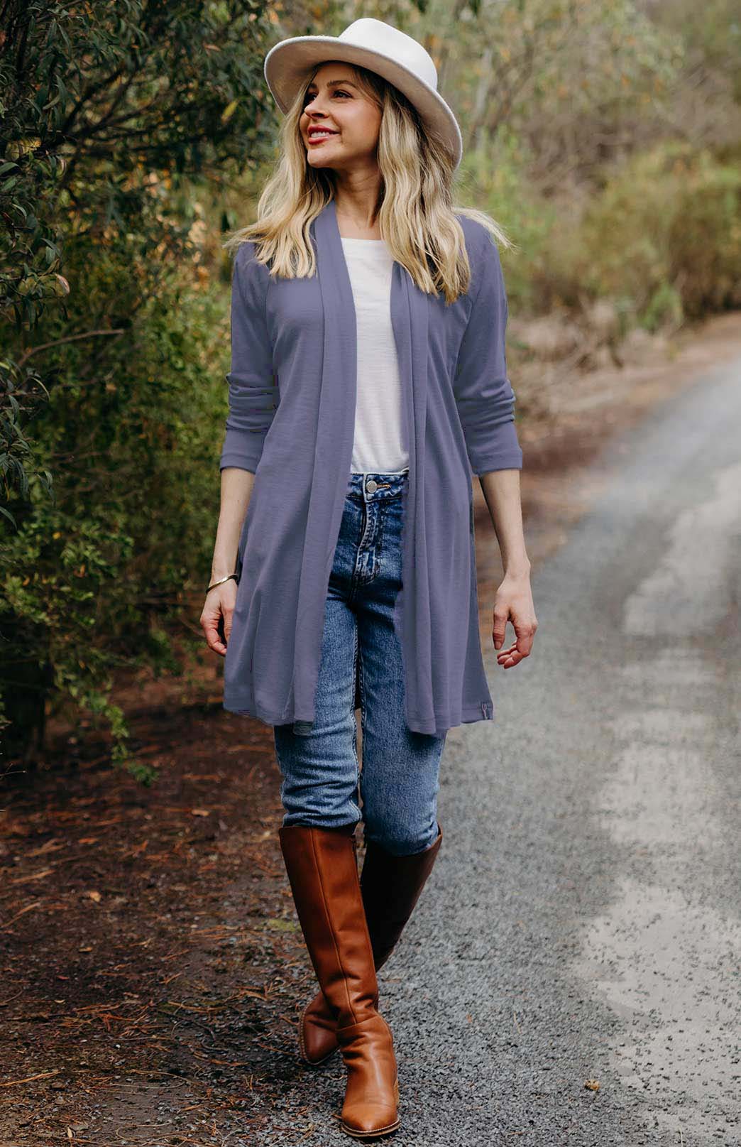 Crown Blue Women's Merino Wool Drape Cardigan