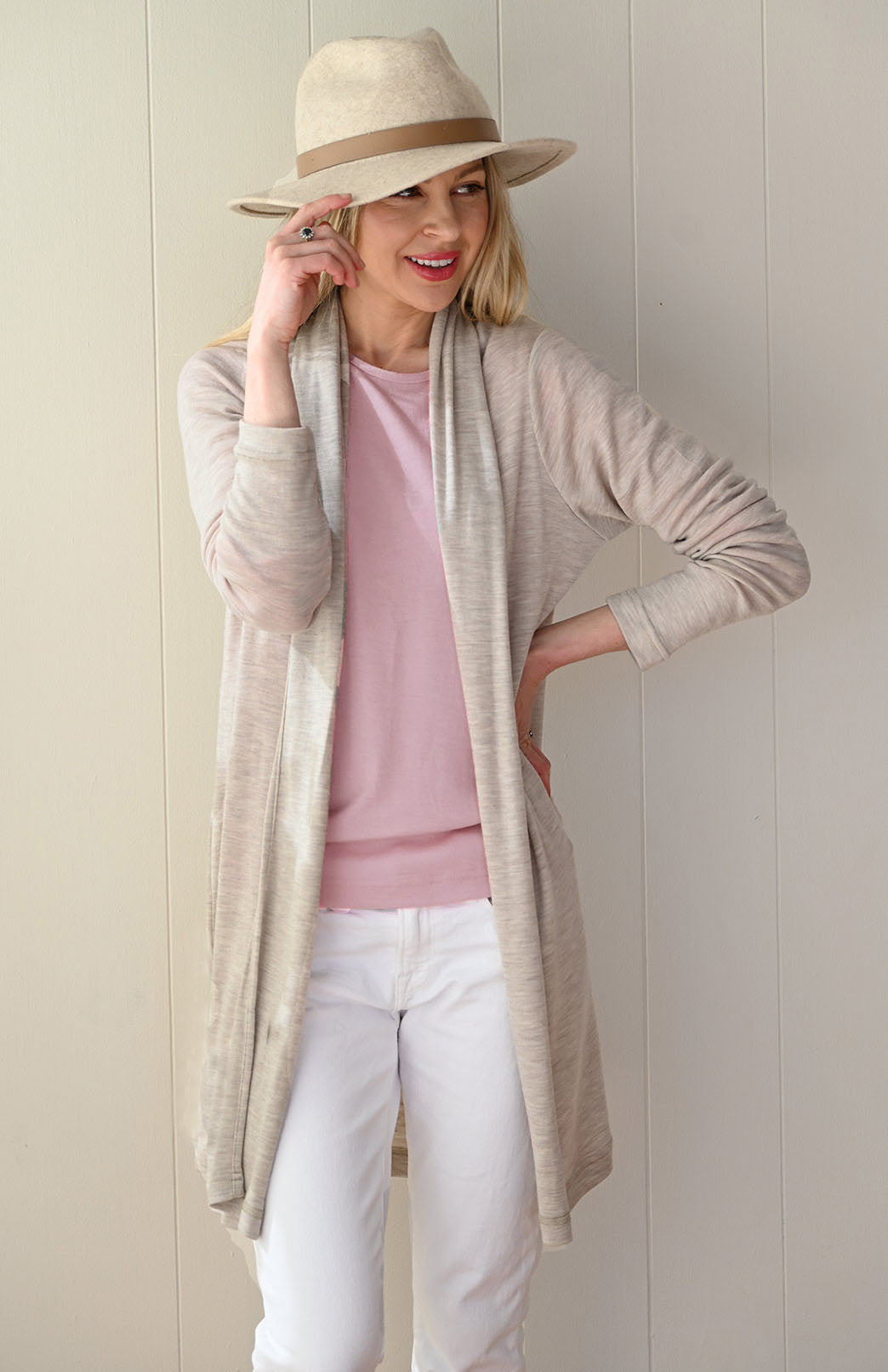 Dusty Pink Women's Merino Wool Long Sleeve Fashion &amp; Layering Top