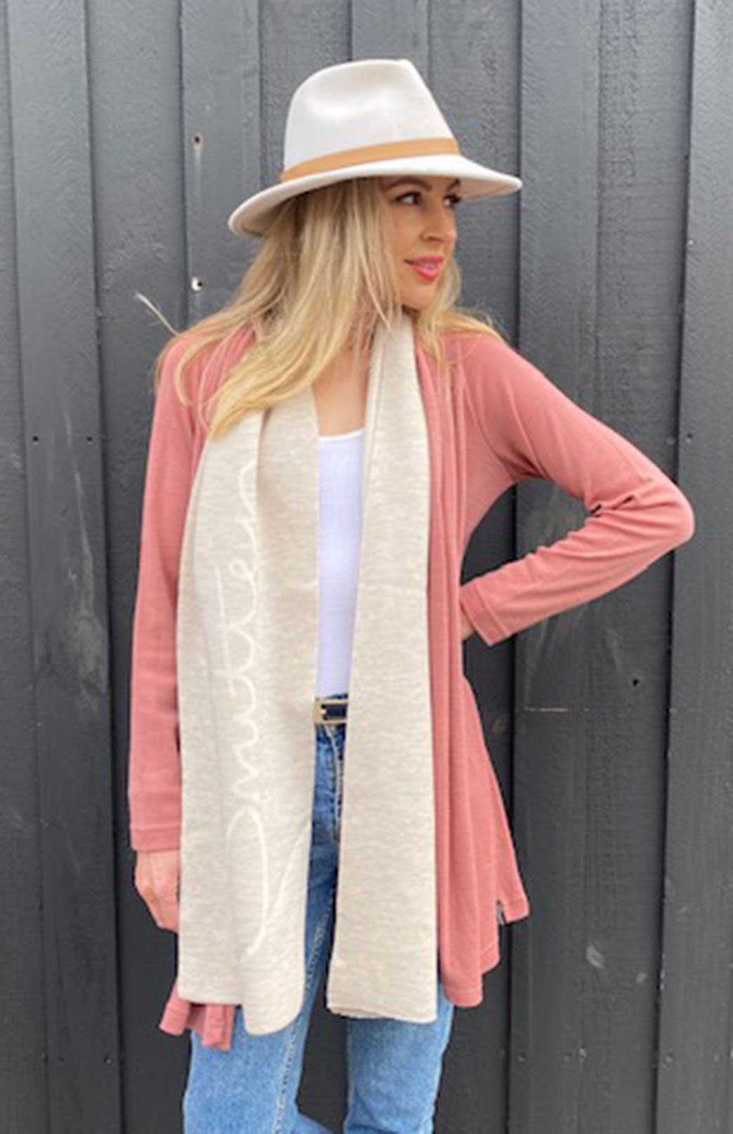 Rosewood Pink Women's Merino Wool Drape Cardigan