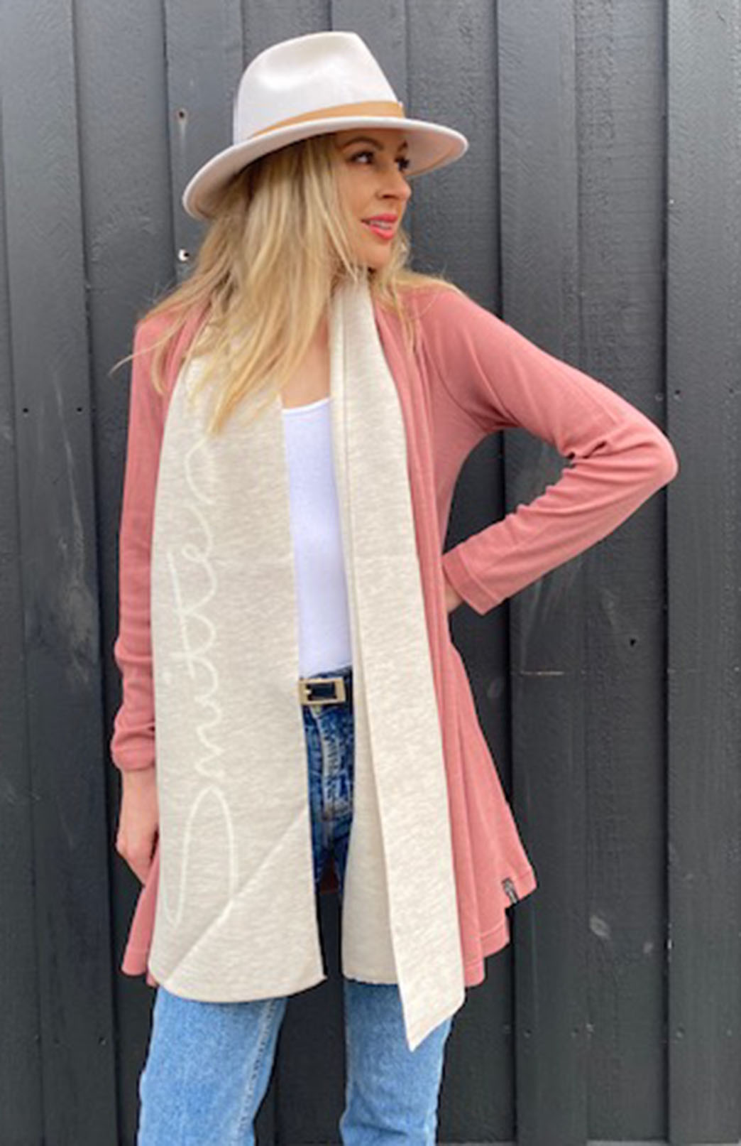 Rosewood Pink Women's Merino Wool Drape Cardigan