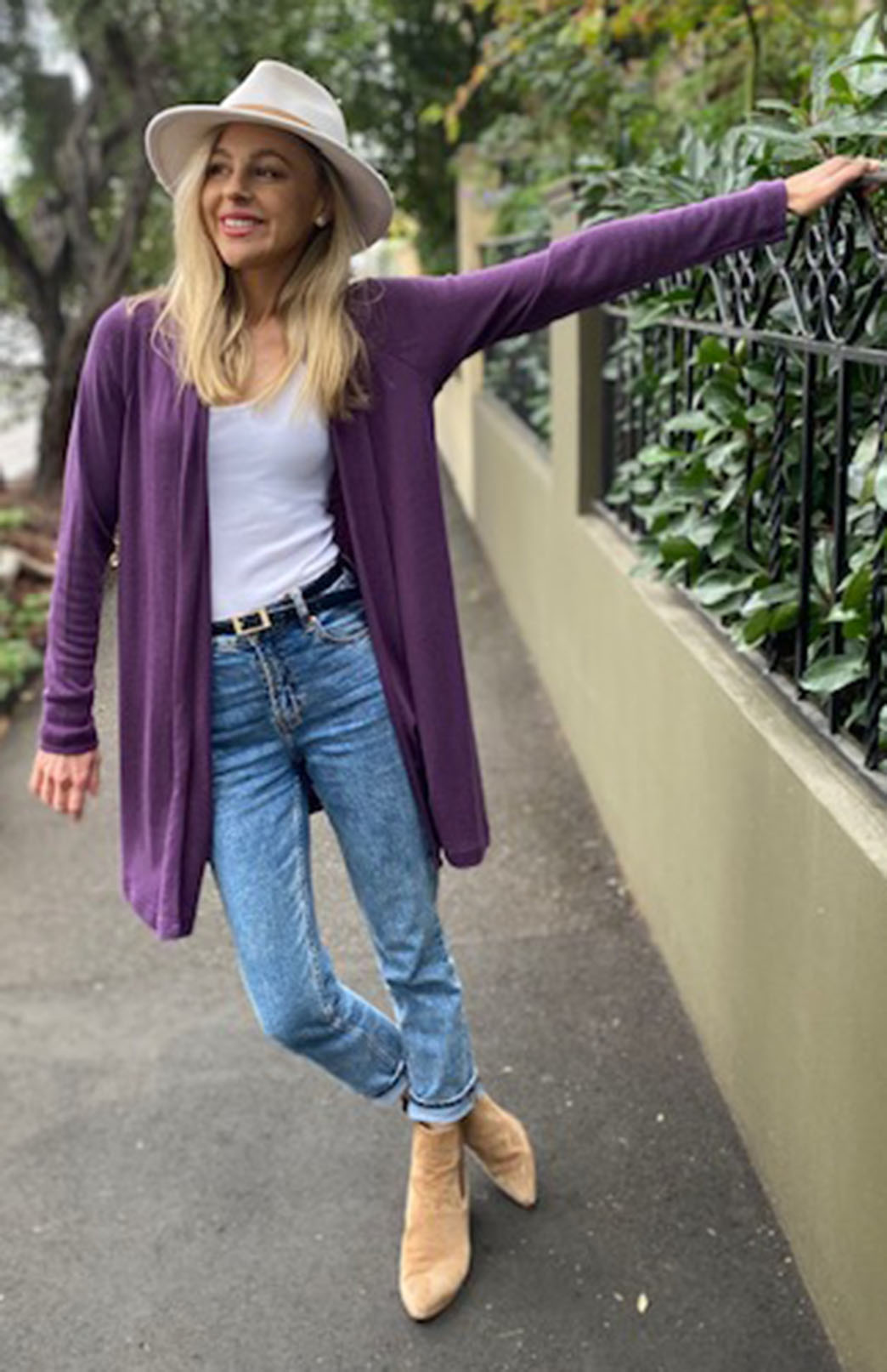 Soft Amethyst Purple Women's Merino Wool Drape Cardigan