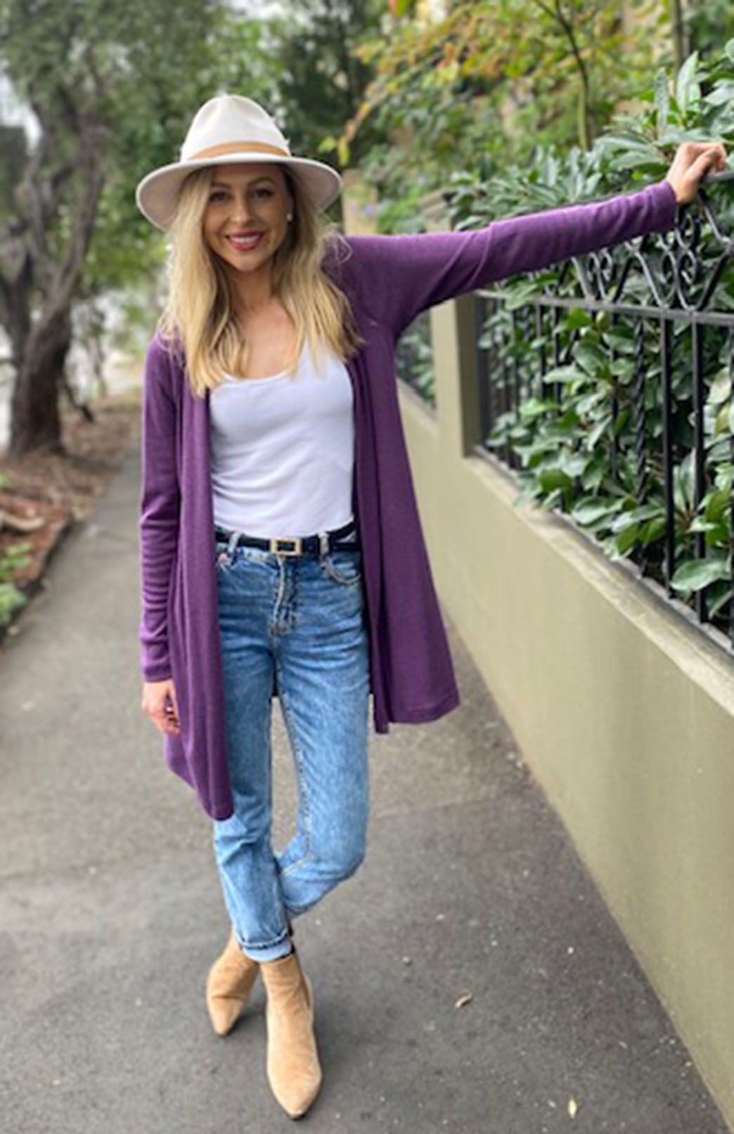 Soft Amethyst Purple Women's Merino Wool Drape Cardigan