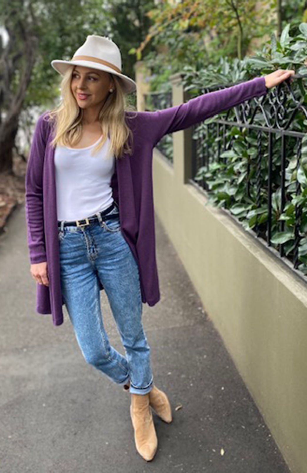 Soft Amethyst Purple Women's Merino Wool Drape Cardigan