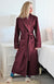 Burgundy Red with Ivory Piping Superfine Merino Wool Dressing Gown

