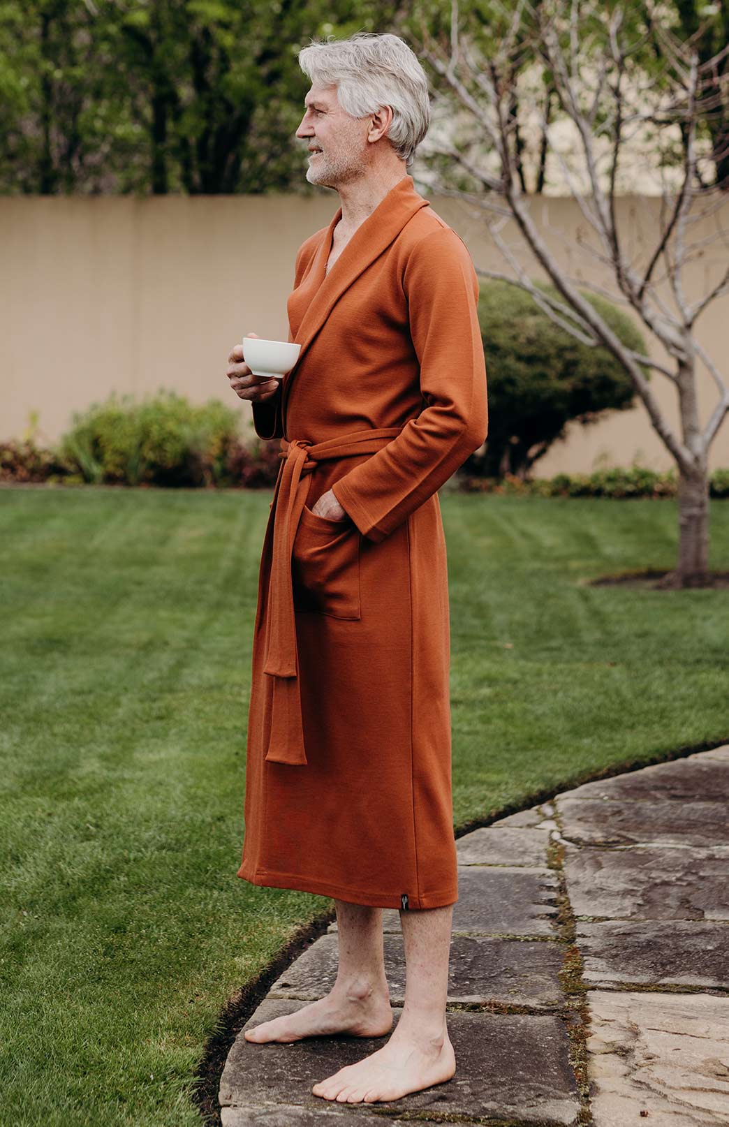 Men's Smitten Merino Wool Ponte Dressing Gown Superfine Merino Wool Nightgown 