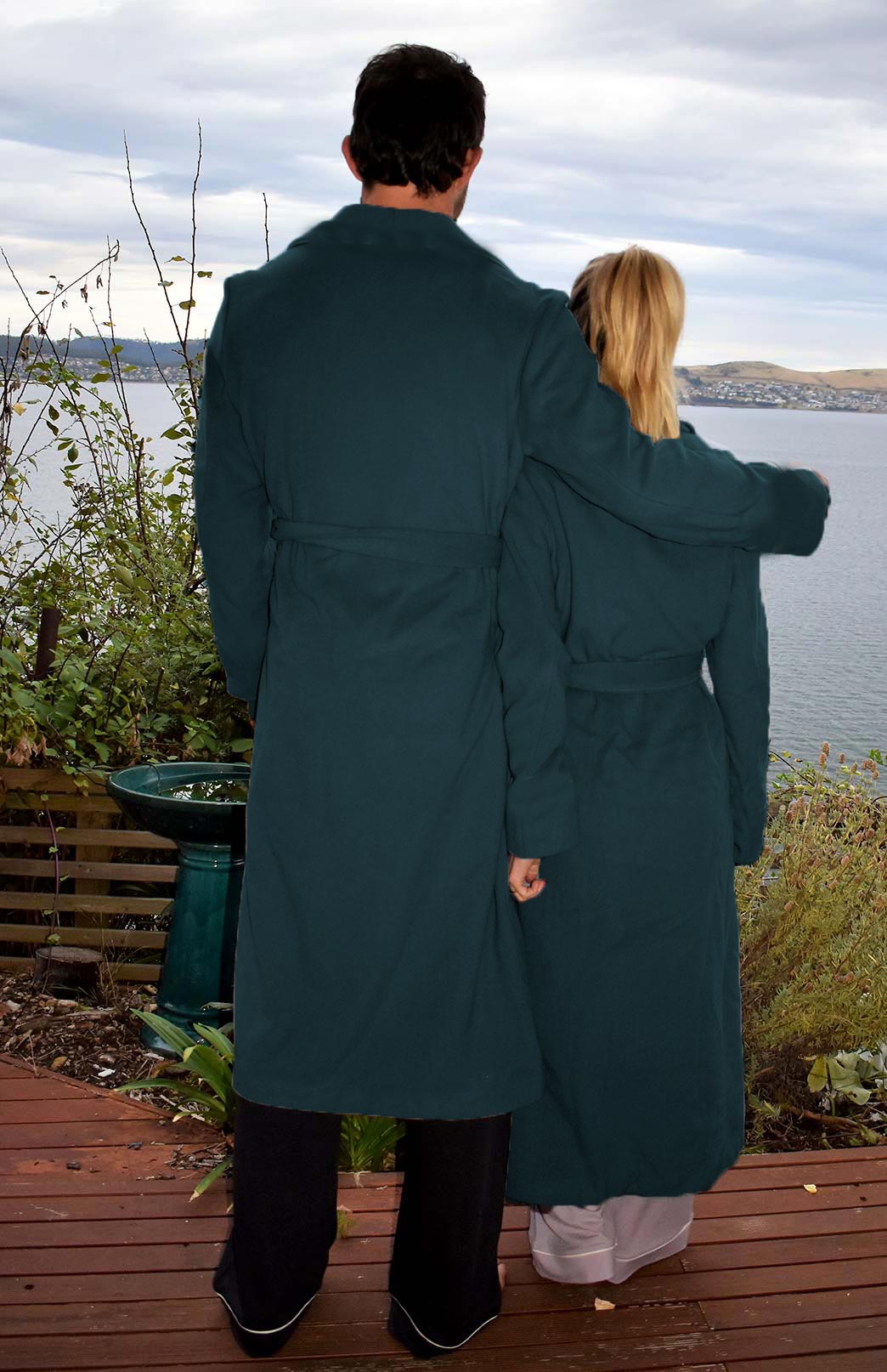 Deep Sea Green Superfine Merino Wool Dressing Gown
