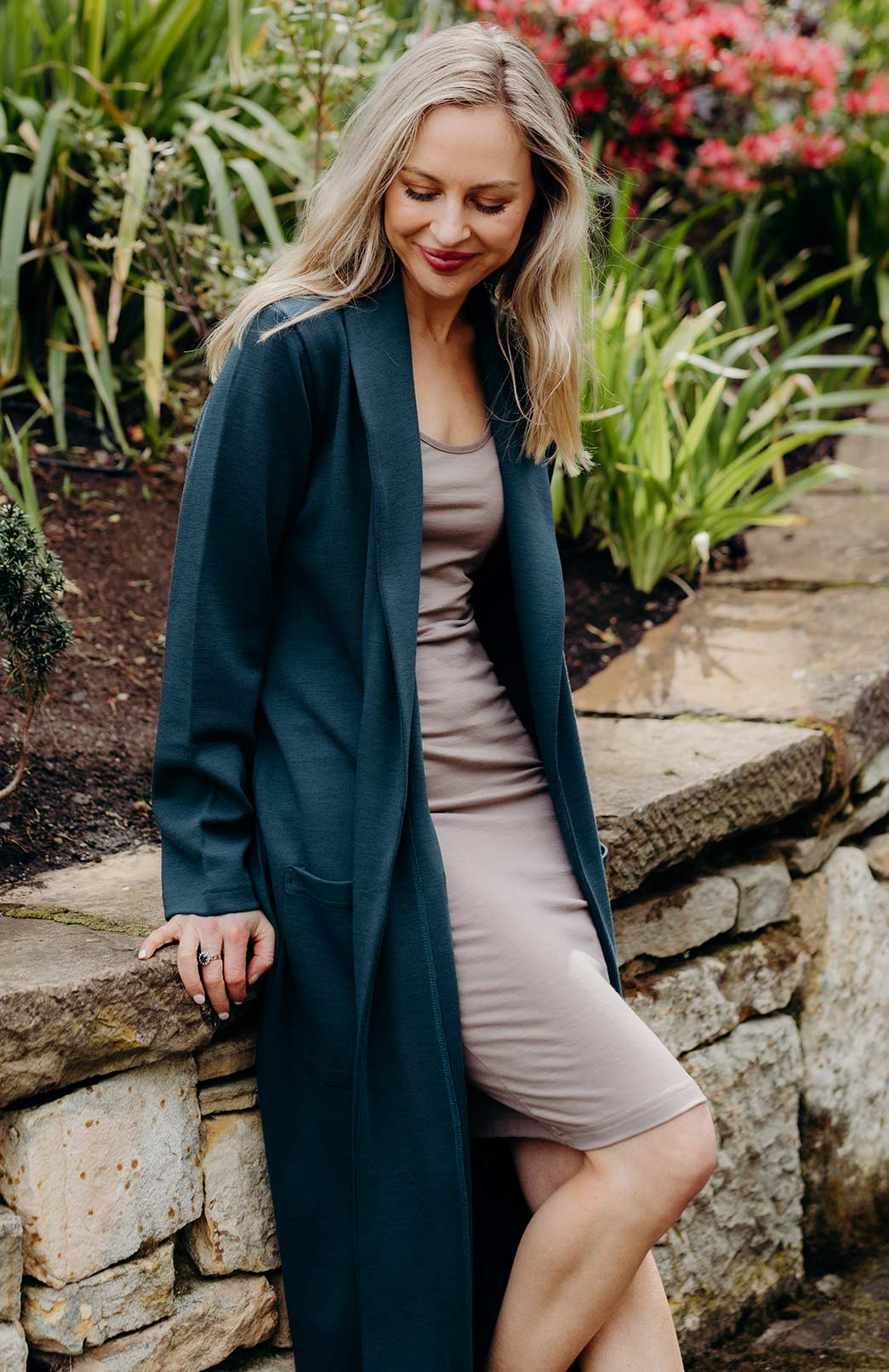 Deep Sea Green Superfine Merino Wool Dressing Gown