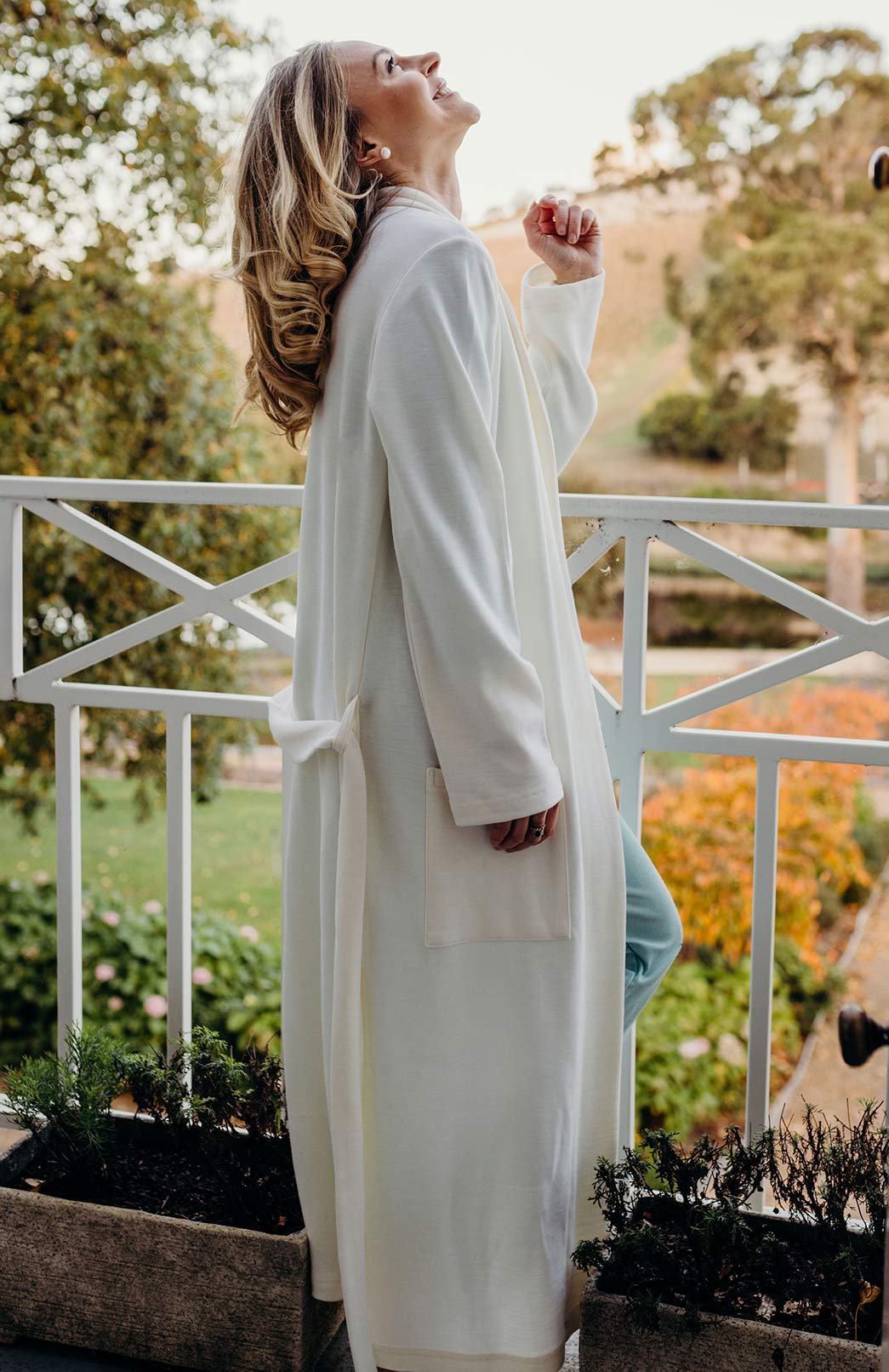 Ivory Superfine Merino Wool Dressing Gown
