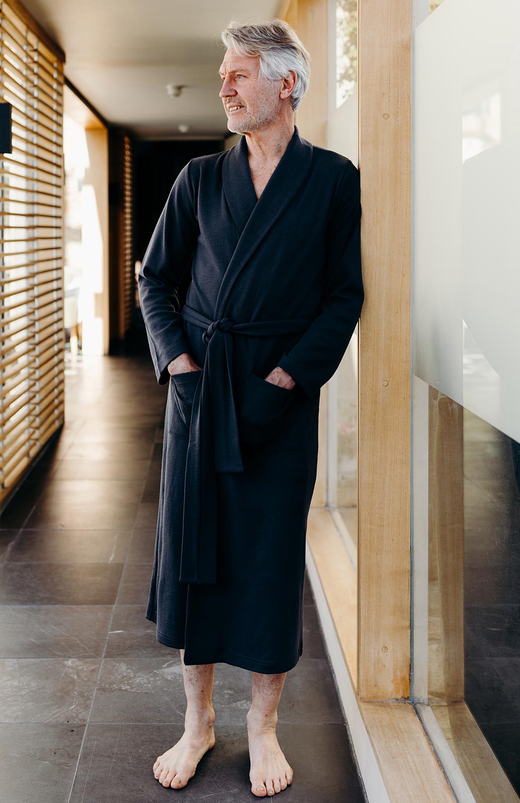 Steel Grey Superfine Merino Wool Nightgown 