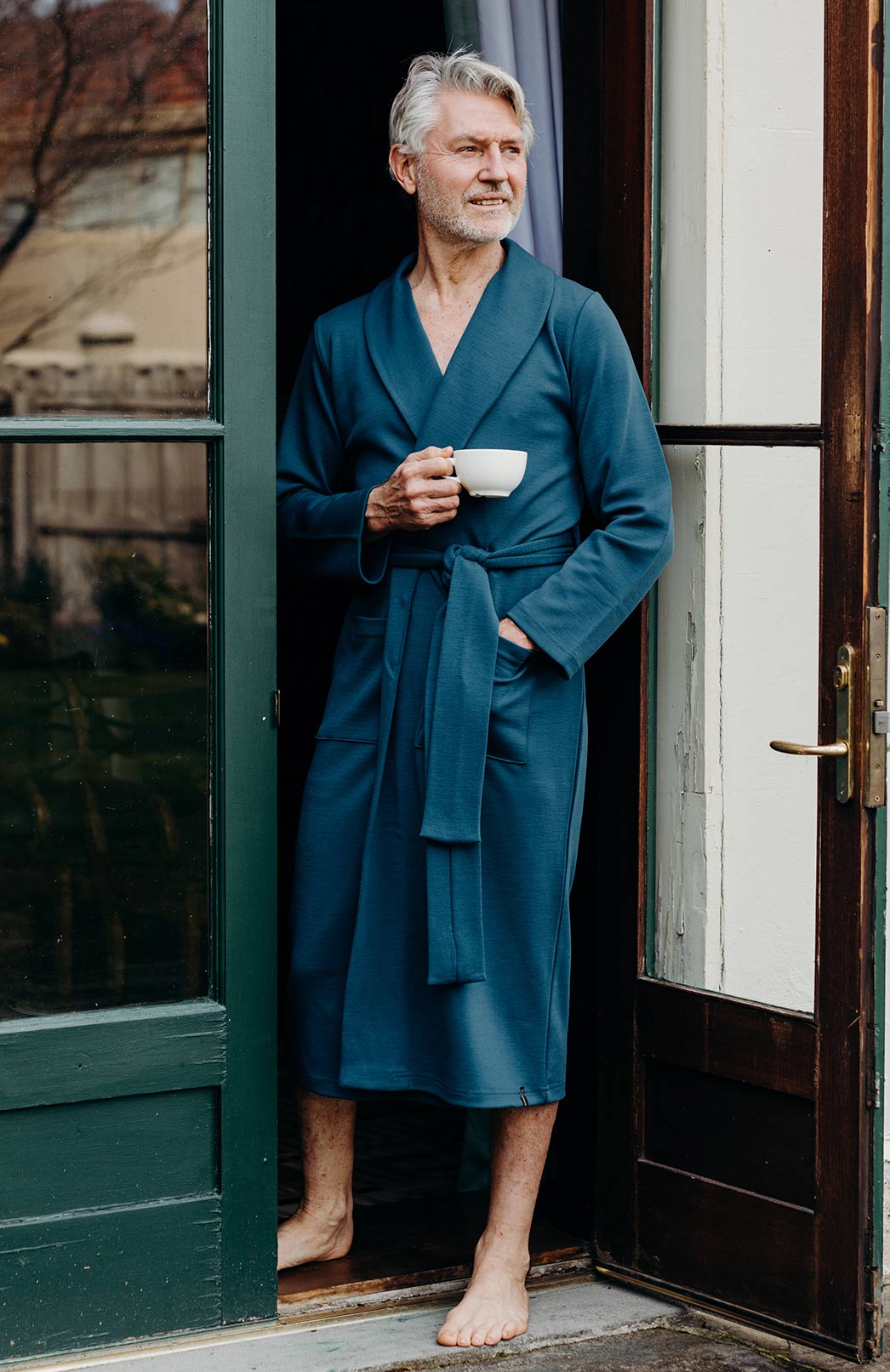 Storm Teal Superfine Merino Wool Nightgown 