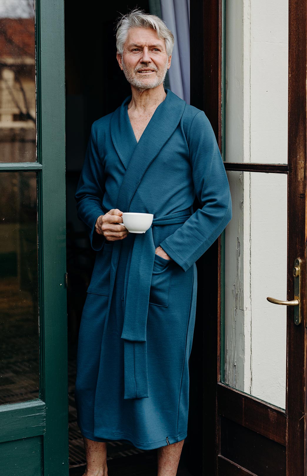 Storm Teal Superfine Merino Wool Nightgown 