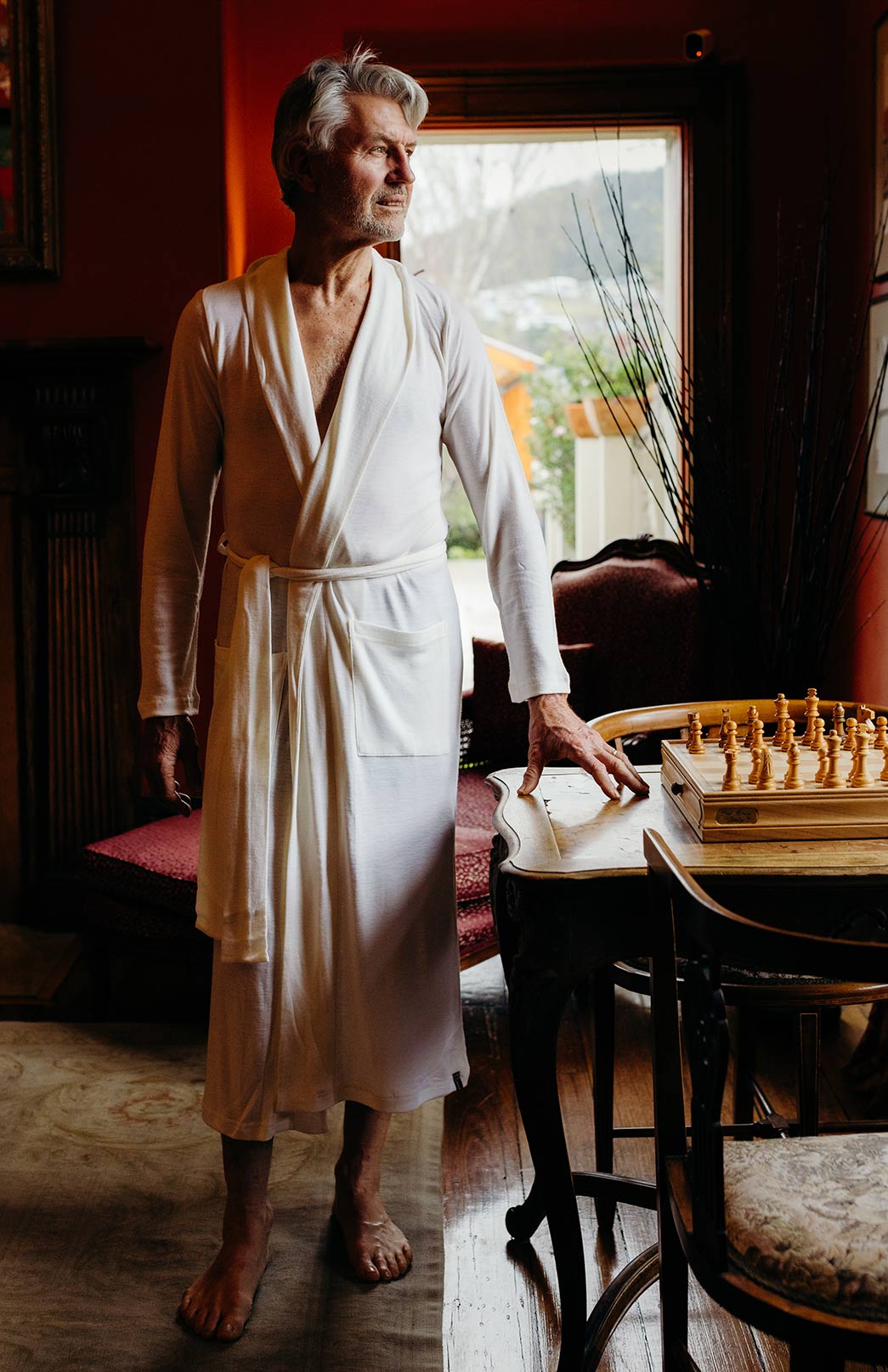 Ivory Superfine Merino Wool Dressing Gown
