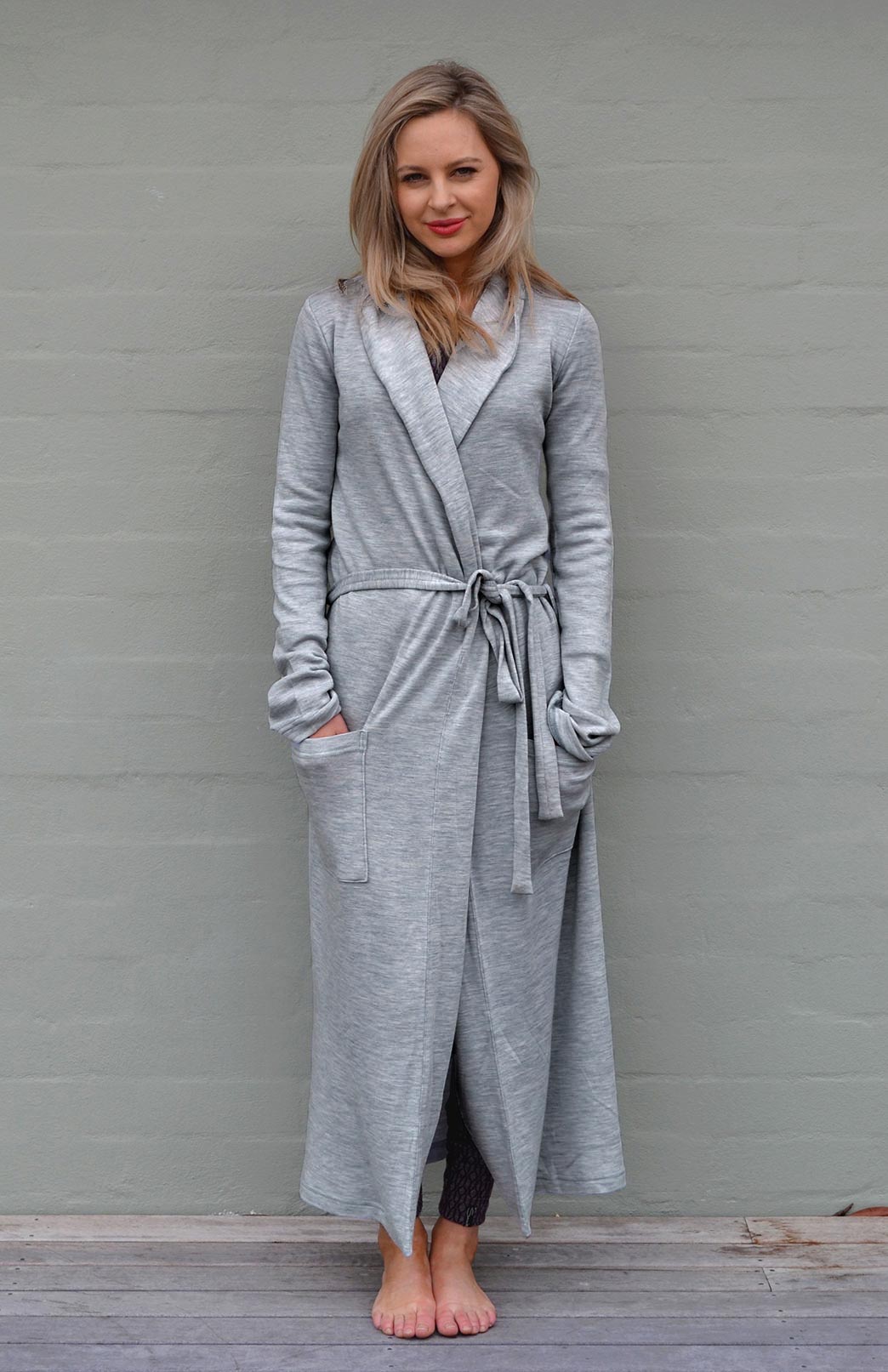 Light Grey Marl Superfine Merino Wool Dressing Gown