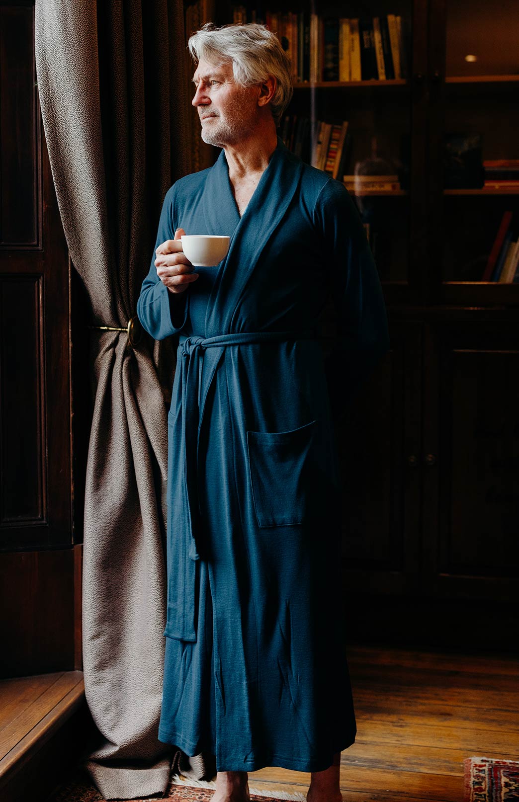 Storm Teal Superfine Merino Wool Dressing Gown
