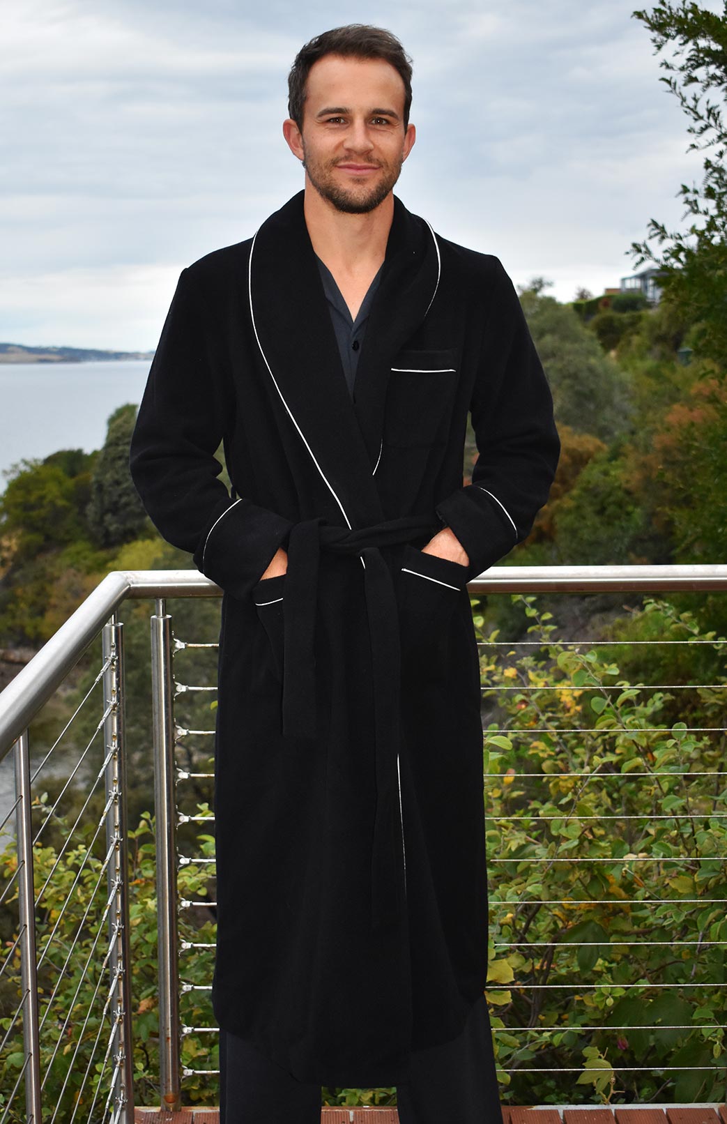 Black Signature Cashmere Wool Dressing Gown (6-12) Wool &amp;amp; Cashmere Blend Dressing Gown
