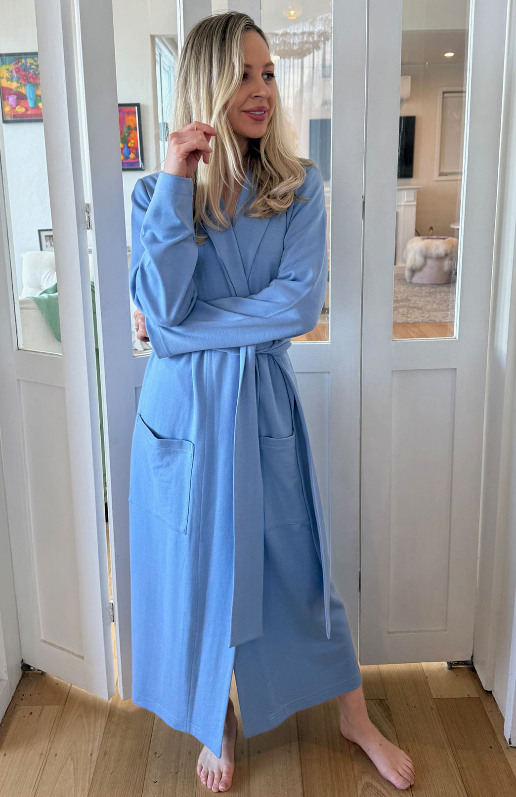 Jacaranda Blue Superfine Merino Wool Dressing Gown