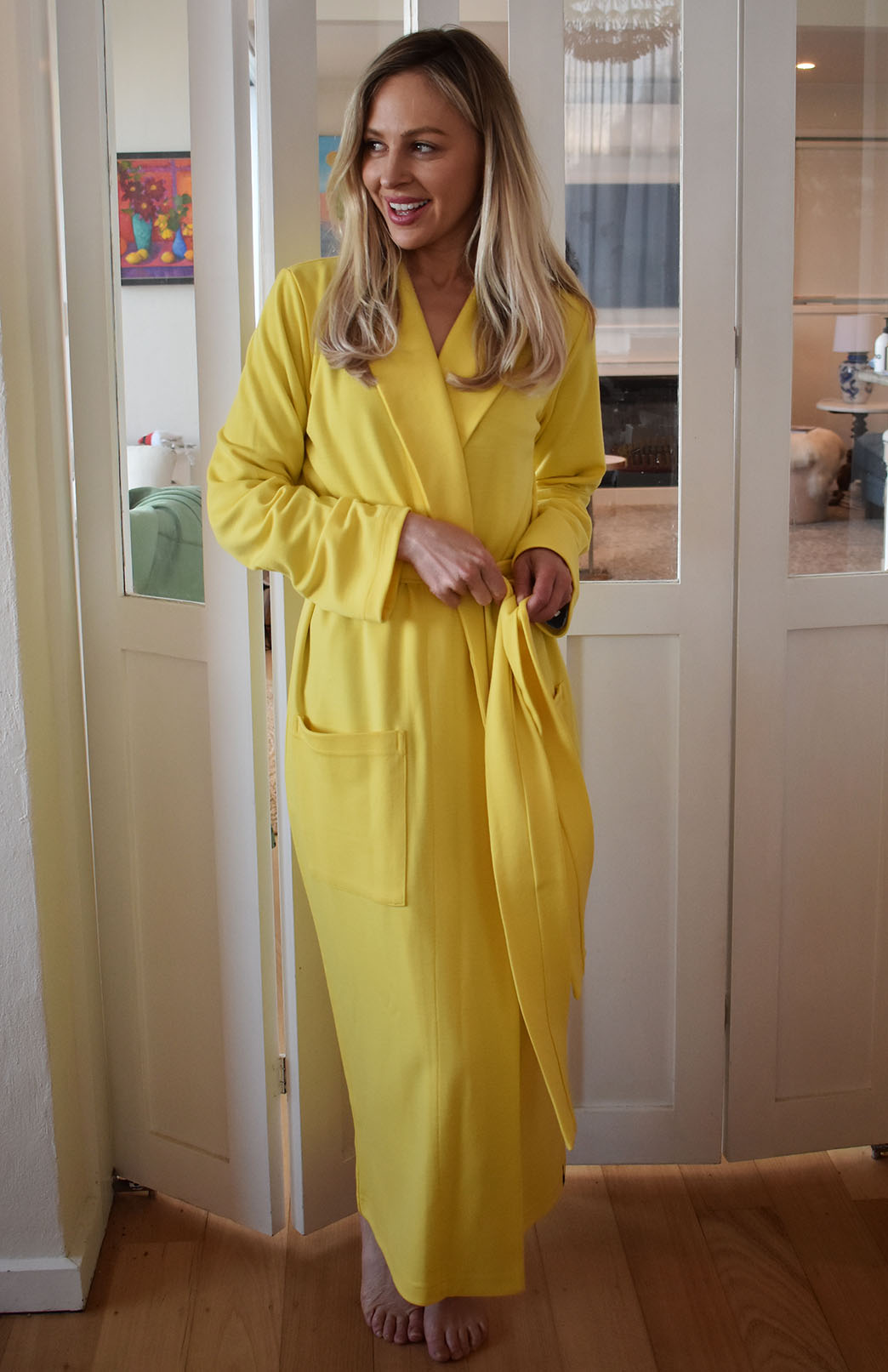 Lemon Zest Yellow Superfine Merino Wool Dressing Gown