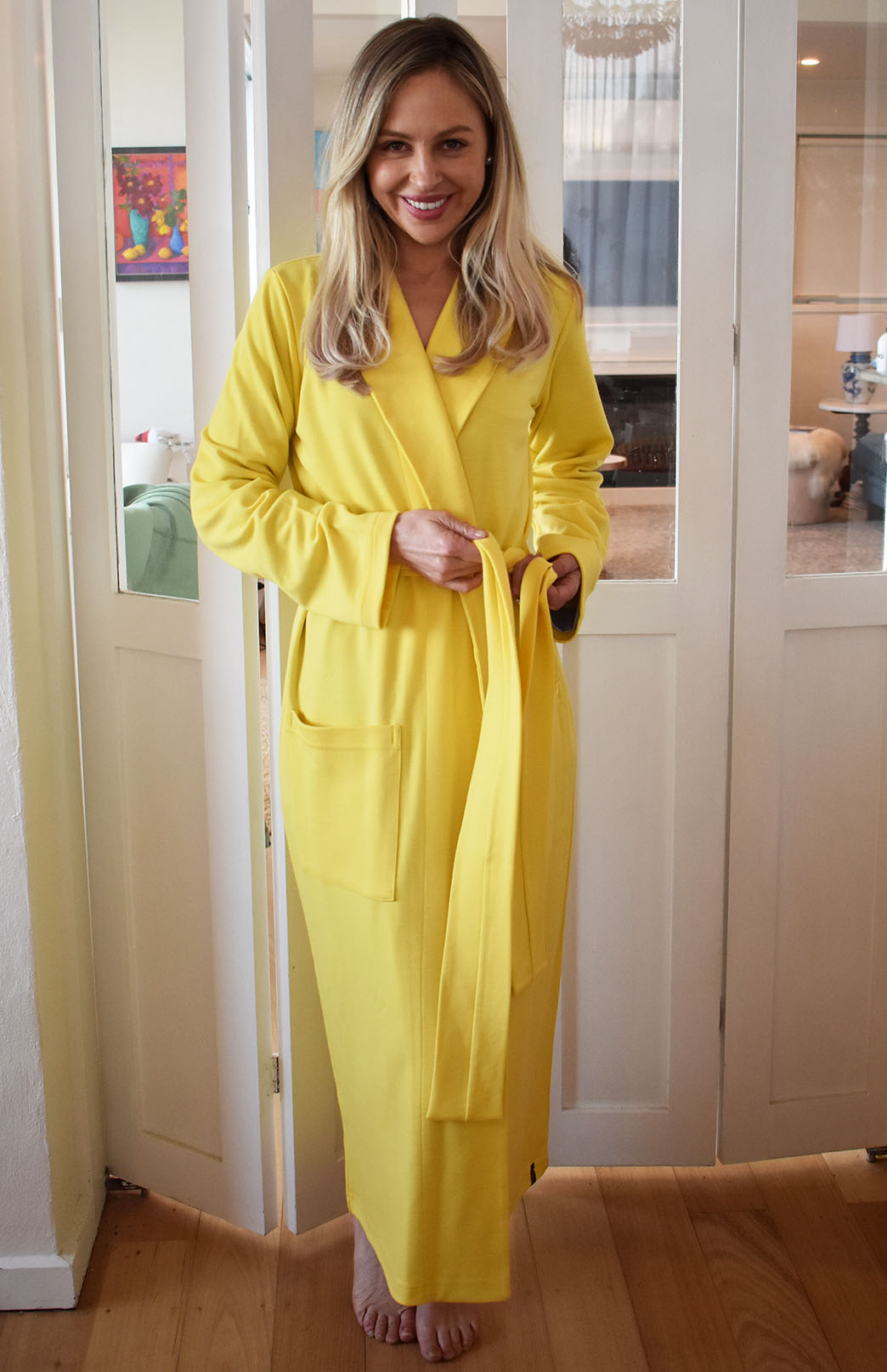 Lemon Zest Yellow Superfine Merino Wool Dressing Gown