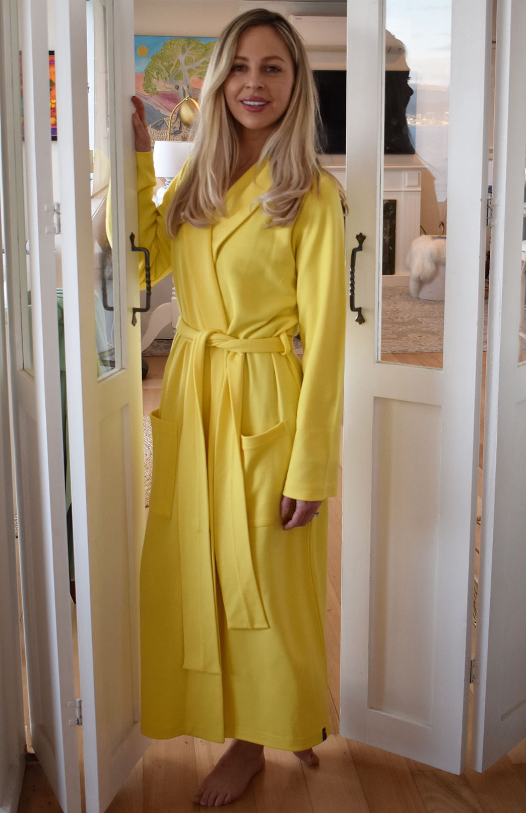 Lemon Zest Yellow Superfine Merino Wool Dressing Gown