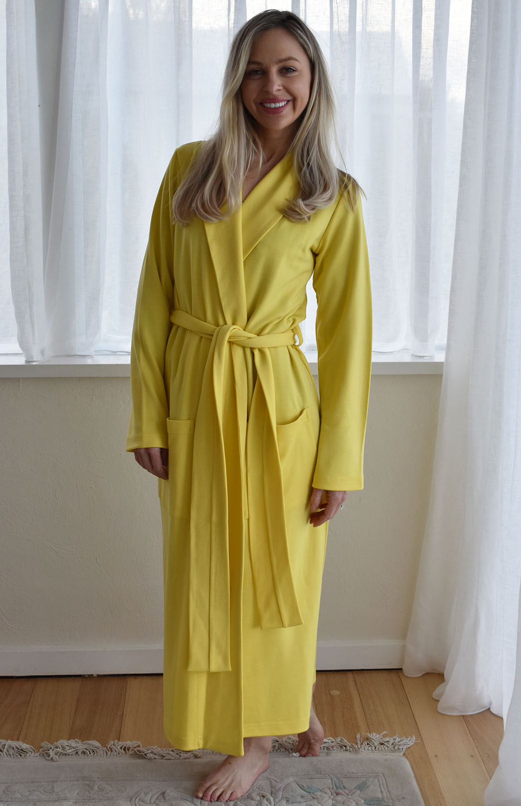 Lemon Zest Yellow Superfine Merino Wool Dressing Gown