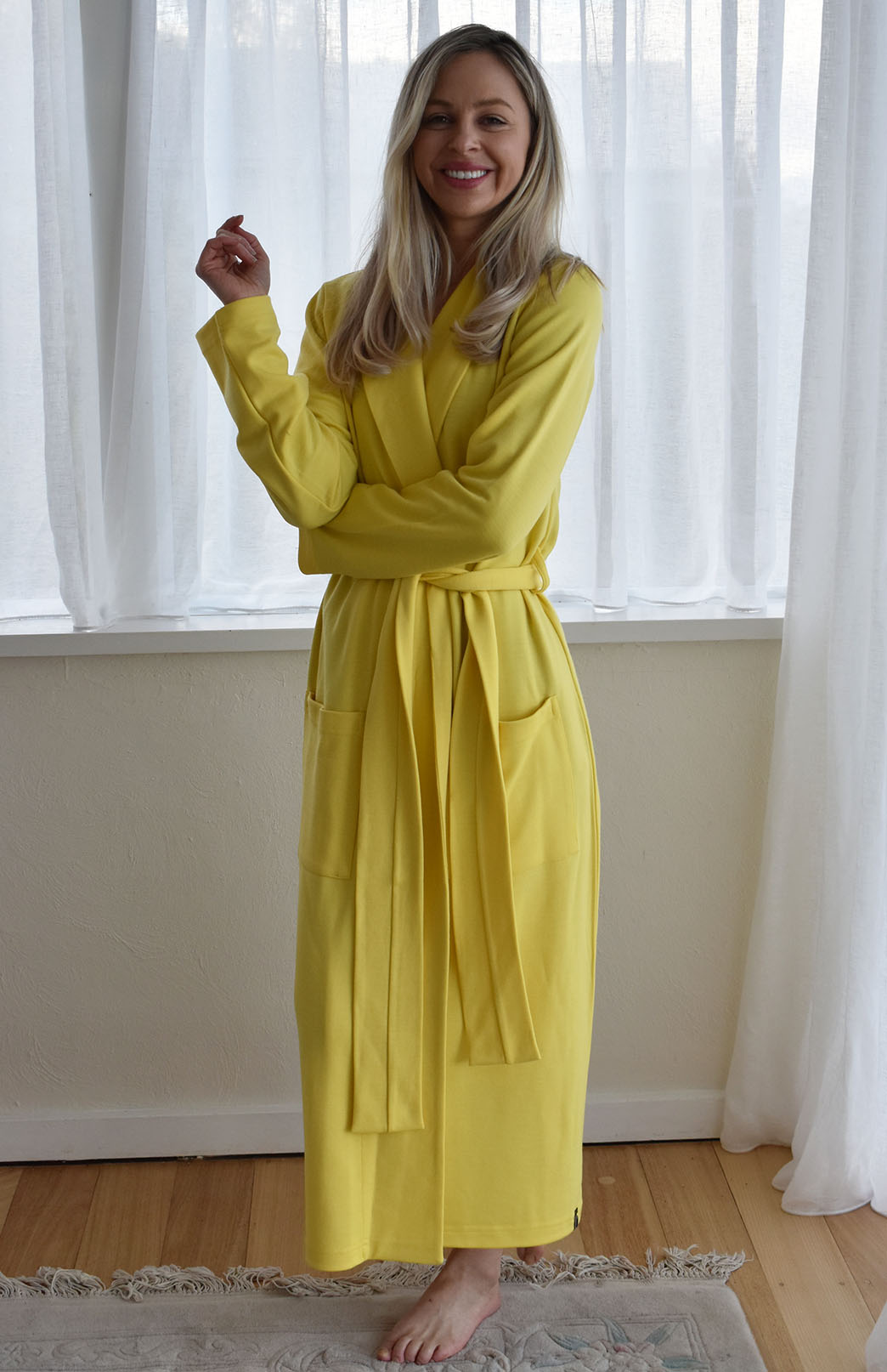 Lemon Zest Yellow Superfine Merino Wool Dressing Gown