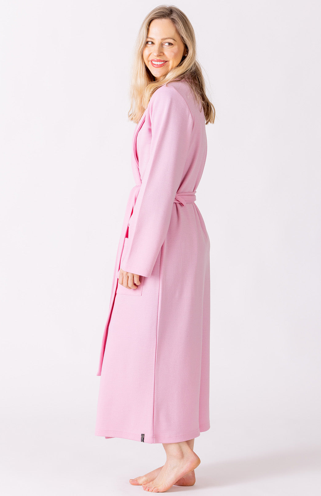 Soft Pink Superfine Merino Wool Dressing Gown