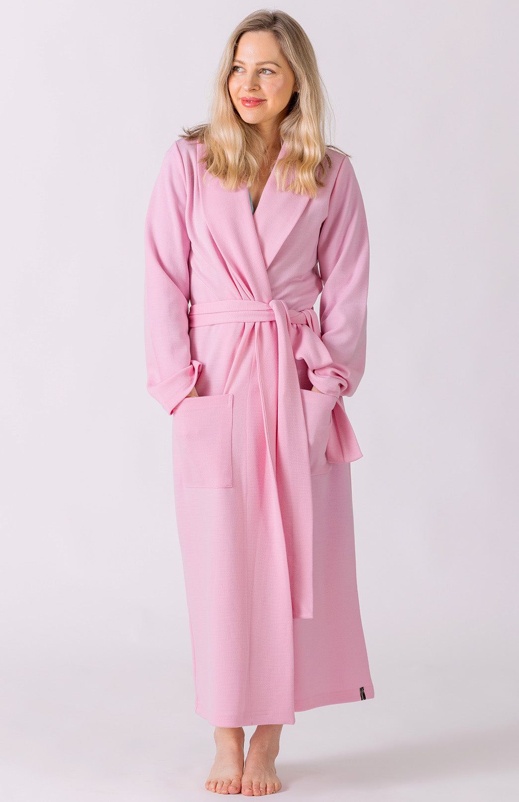Soft Pink Superfine Merino Wool Dressing Gown