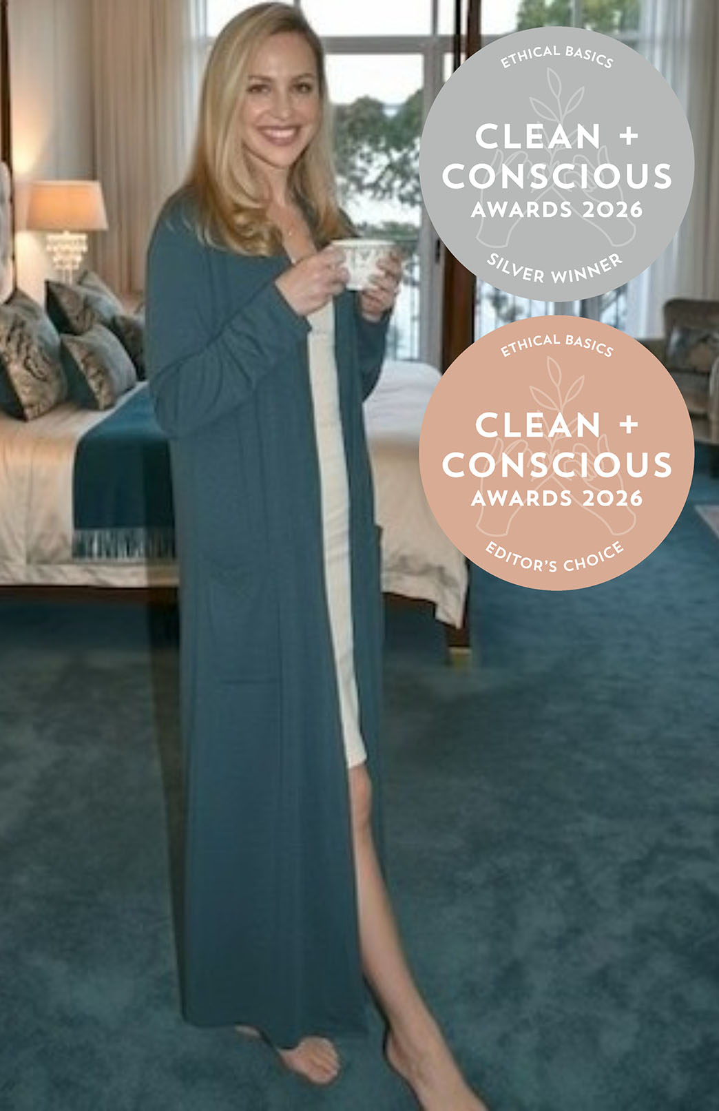 Storm Teal Superfine Merino Wool Dressing Gown
