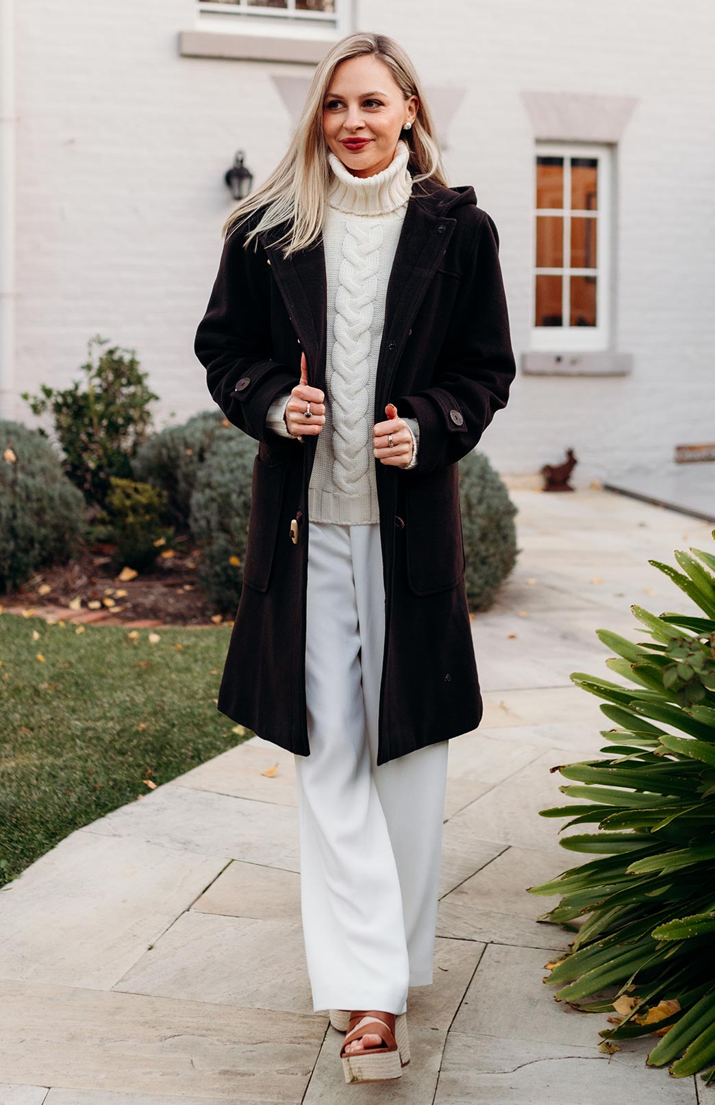 Ivory Women's Merino Wool Cable Knit Jumper 