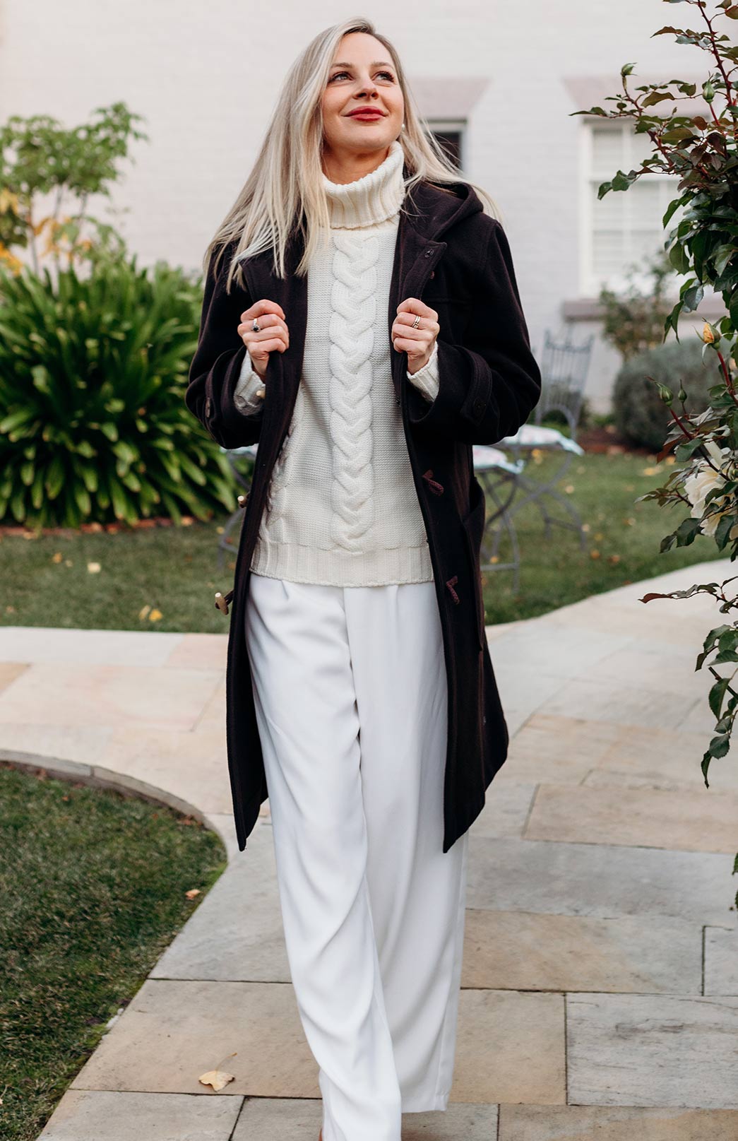 Ivory Women's Merino Wool Cable Knit Jumper 