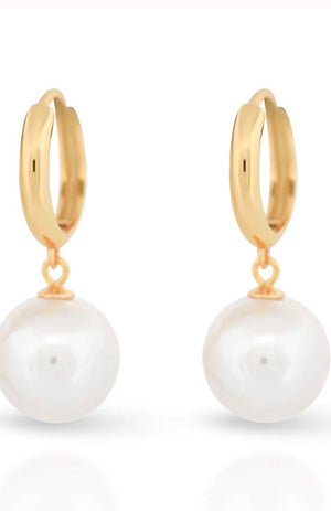 Edison Pearl Hoop Earring 18ct Gold Plate
