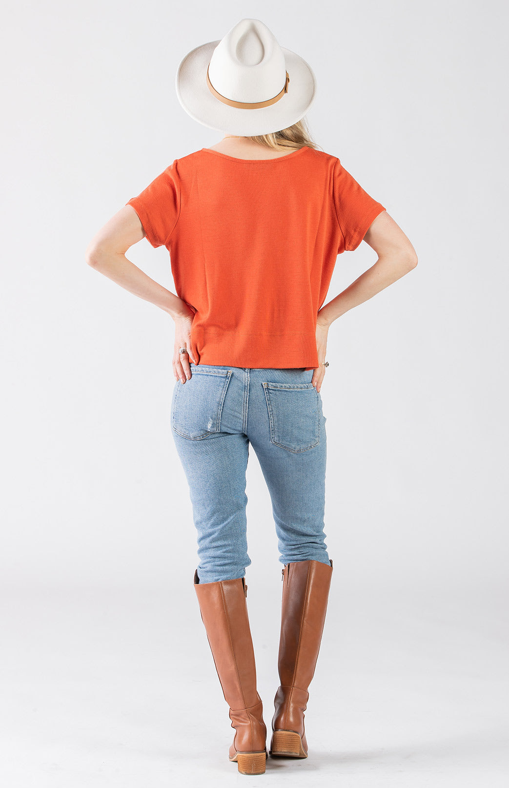 Burnt Orange Women's Merino Wool Boxy Tee