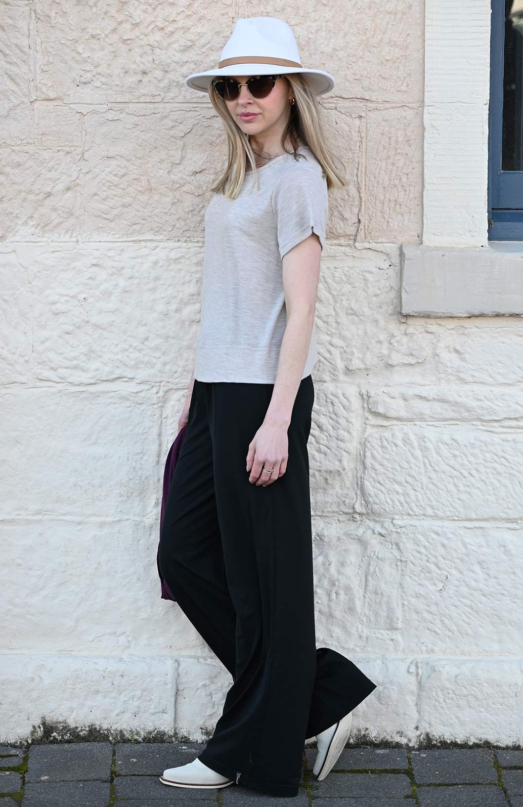 Black Women's Merino Wool Palazzo Pants