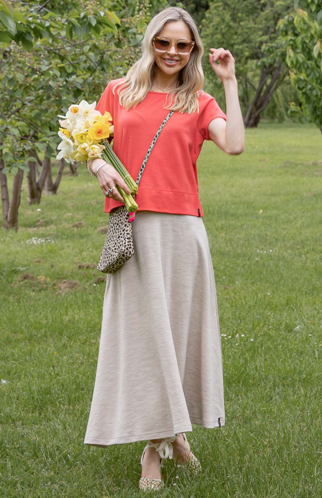 Begonia Pink Coral Women's Merino Wool Boxy Tee