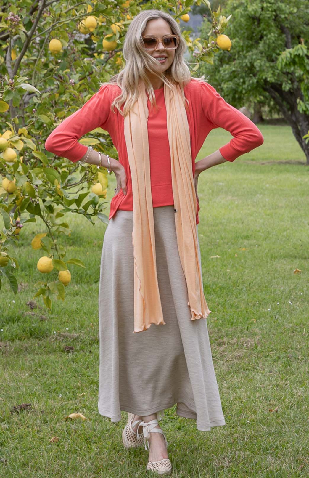 Begonia Pink Coral Women's Merino Wool Boxy Tee