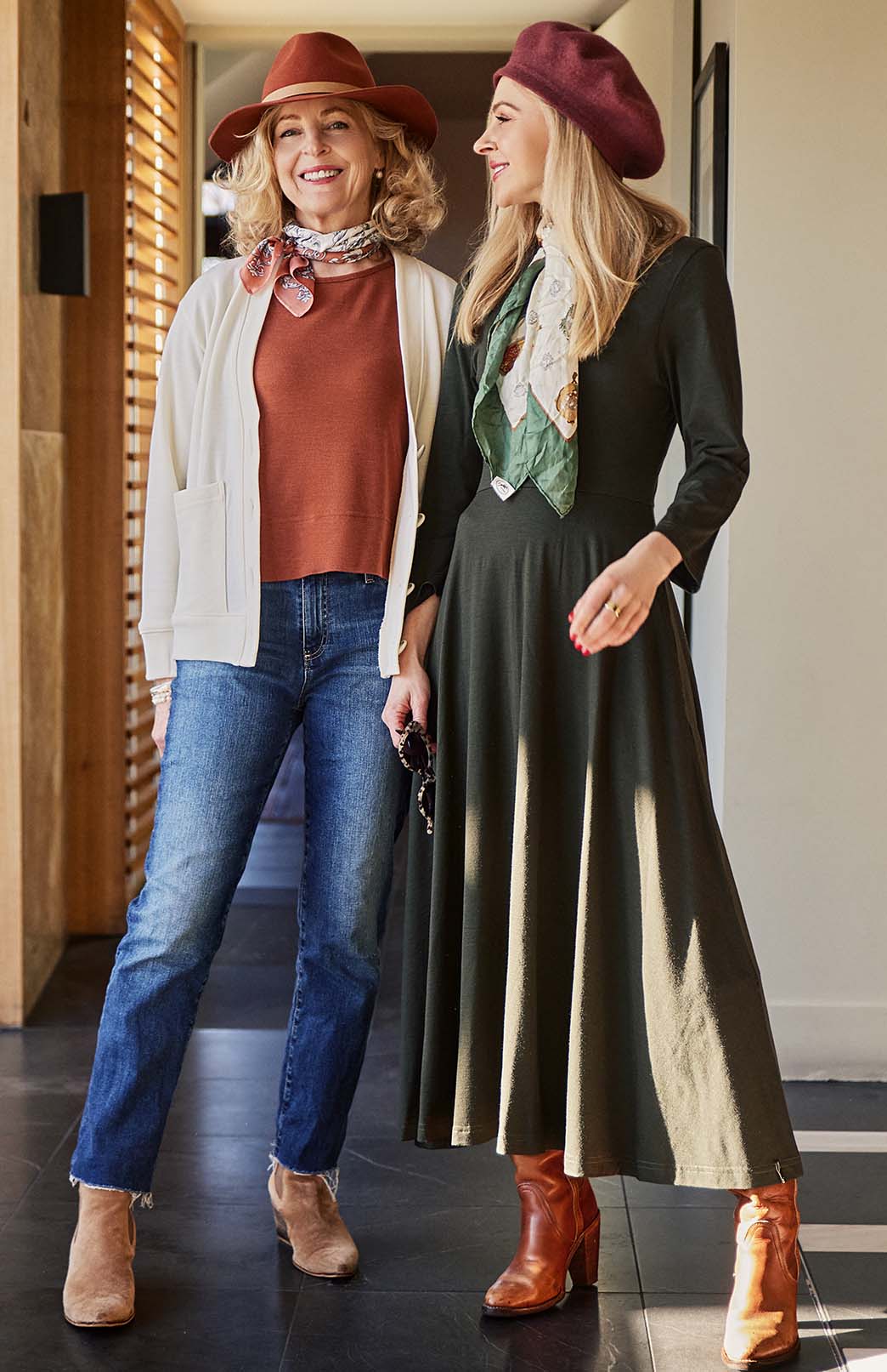 Kale Green Women's Merino Wool 7/8 Sleeve Dress