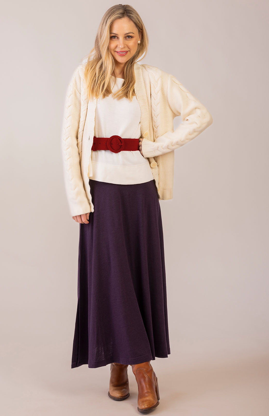 Chilli Red Merino Wool Belt with buckle