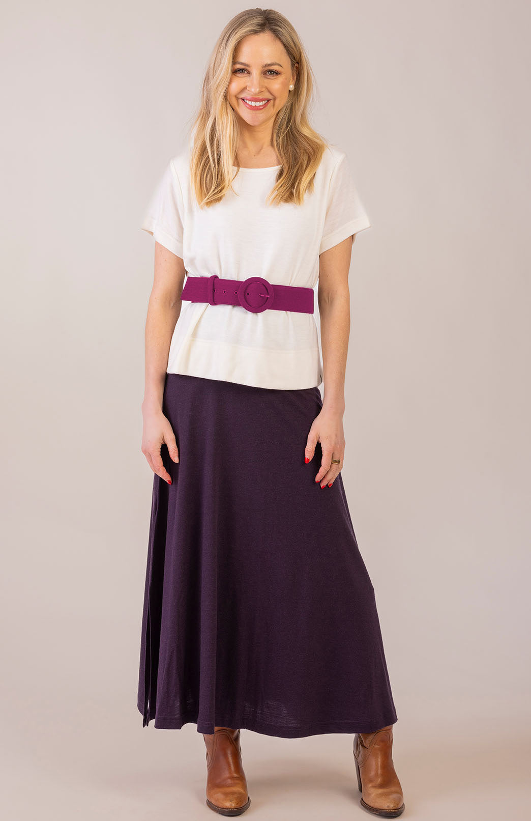 Magenta Merino Wool Belt with buckle