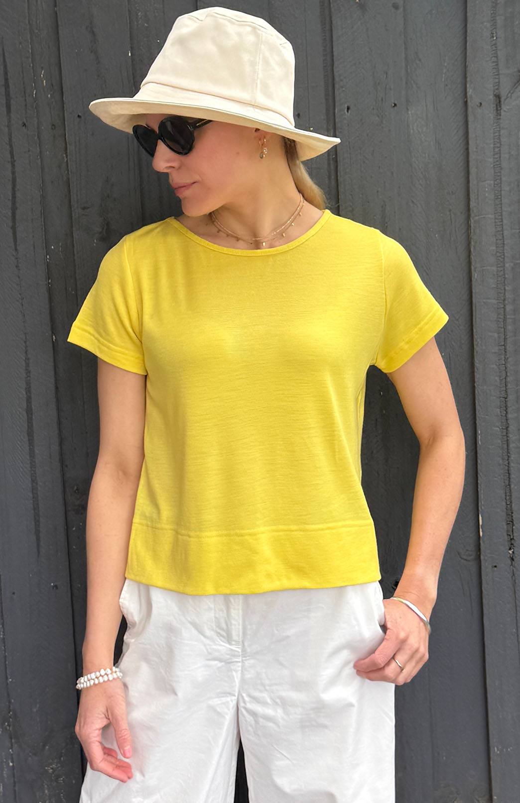 Lemon Zest Yellow Women's Merino Wool Boxy Tee