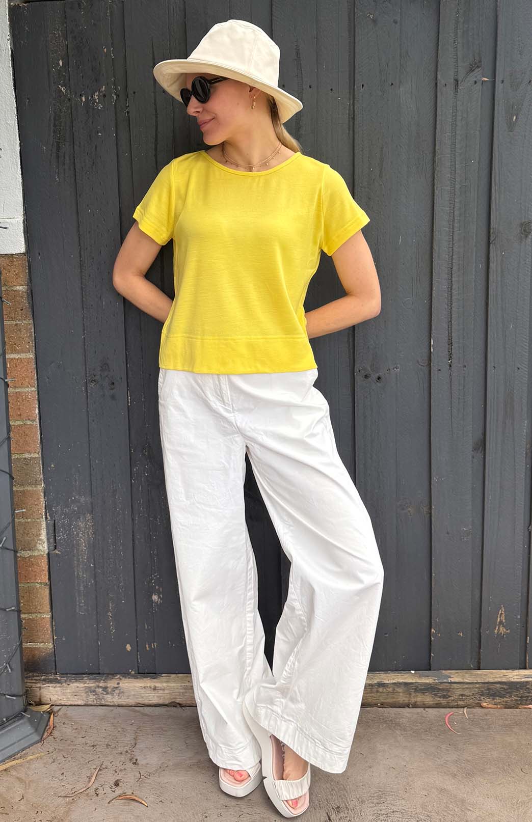 Lemon Zest Yellow Women's Merino Wool Boxy Tee