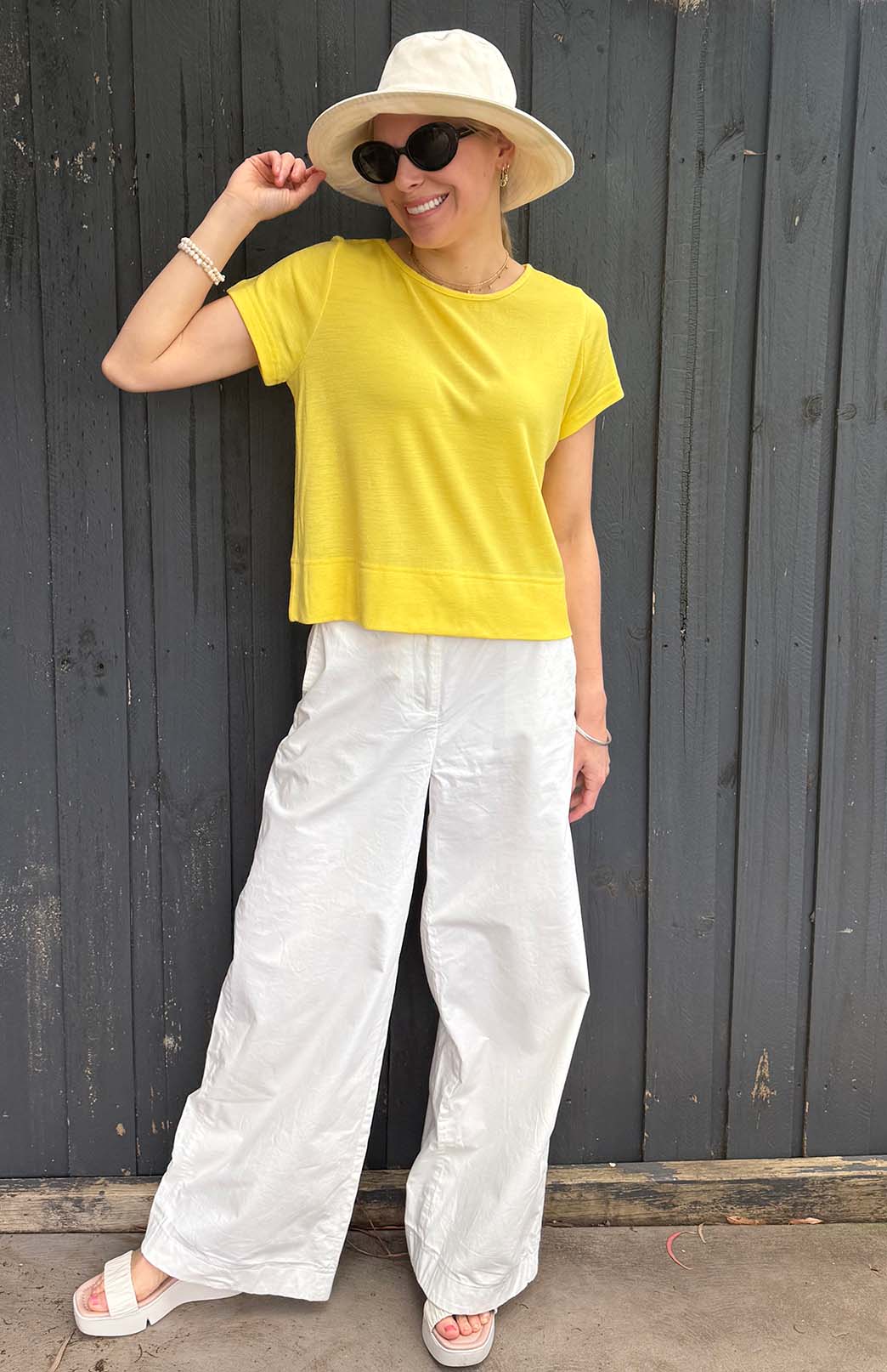 Lemon Zest Yellow Women's Merino Wool Boxy Tee