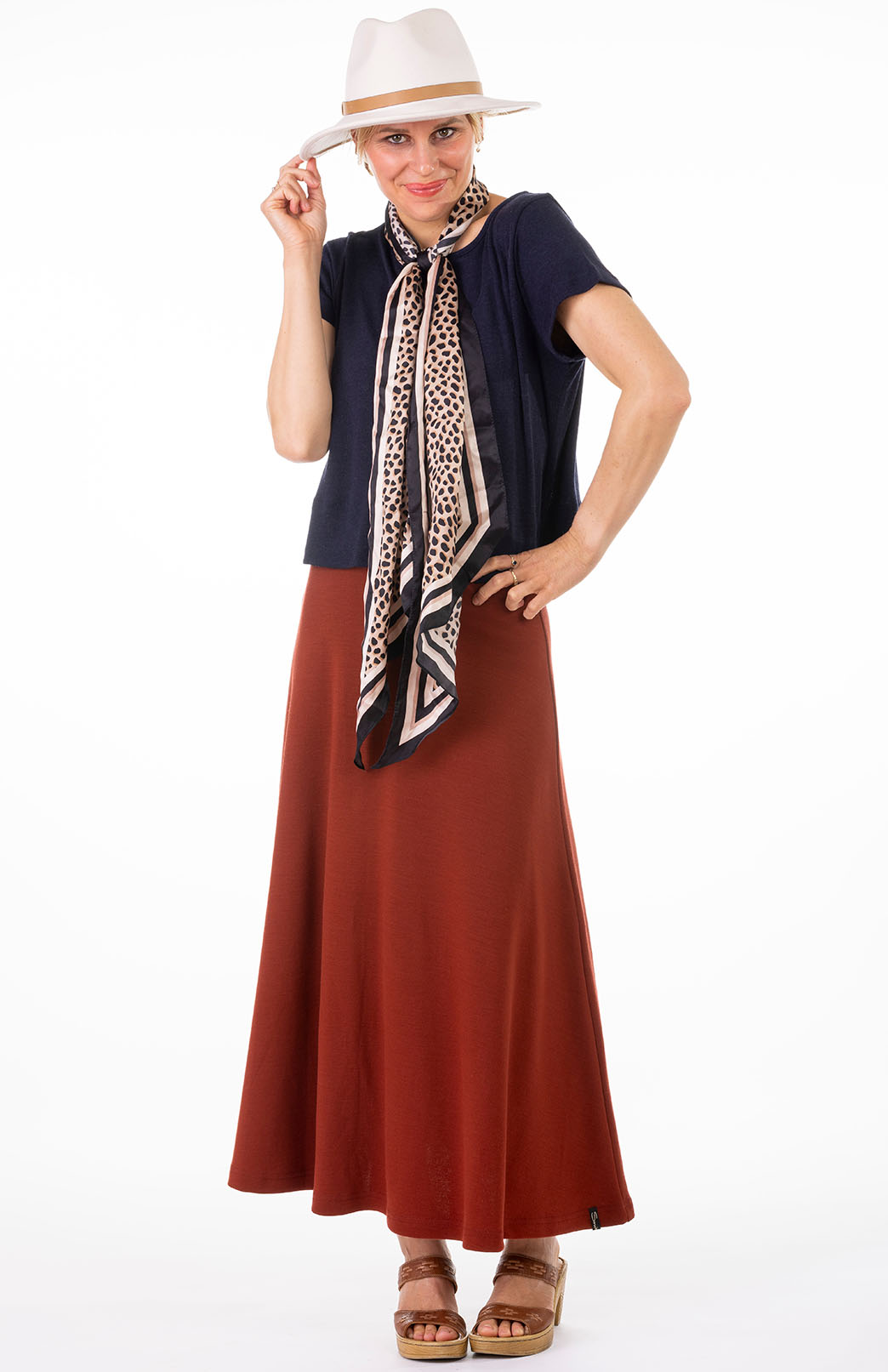 French Navy Blue Women's Merino Wool Boxy Tee