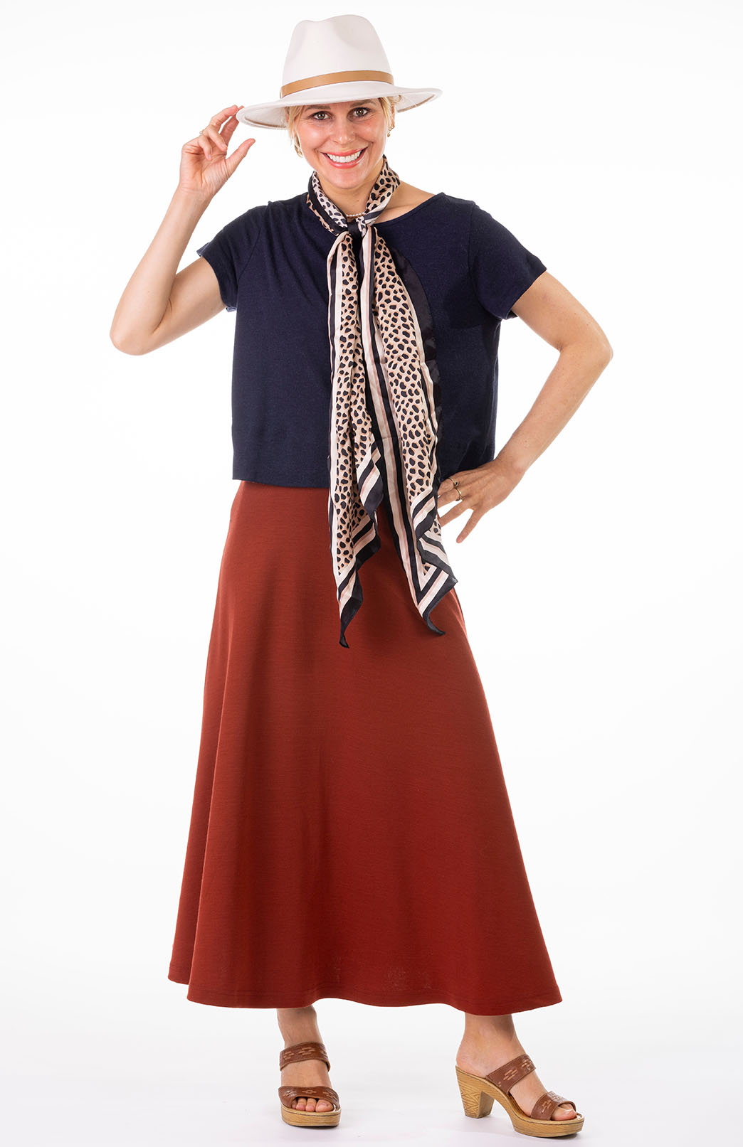 French Navy Blue Women's Merino Wool Boxy Tee