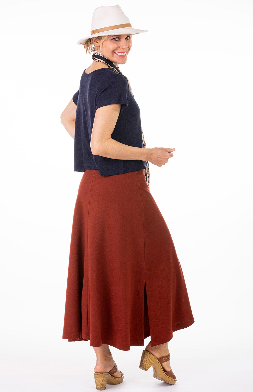 French Navy Blue Women's Merino Wool Boxy Tee